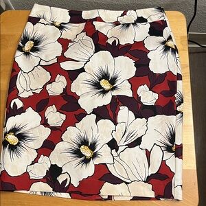 Ann Taylor Floral Pencil Skirt in Red and Cream
